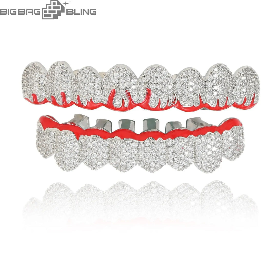 Iced Out Flame braces Grillz BigBagBling
