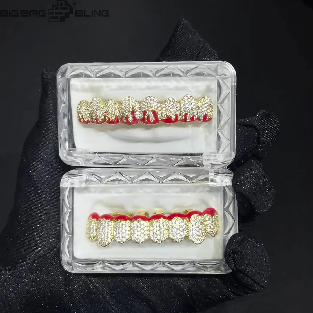 Iced Out Flame braces Grillz BigBagBling