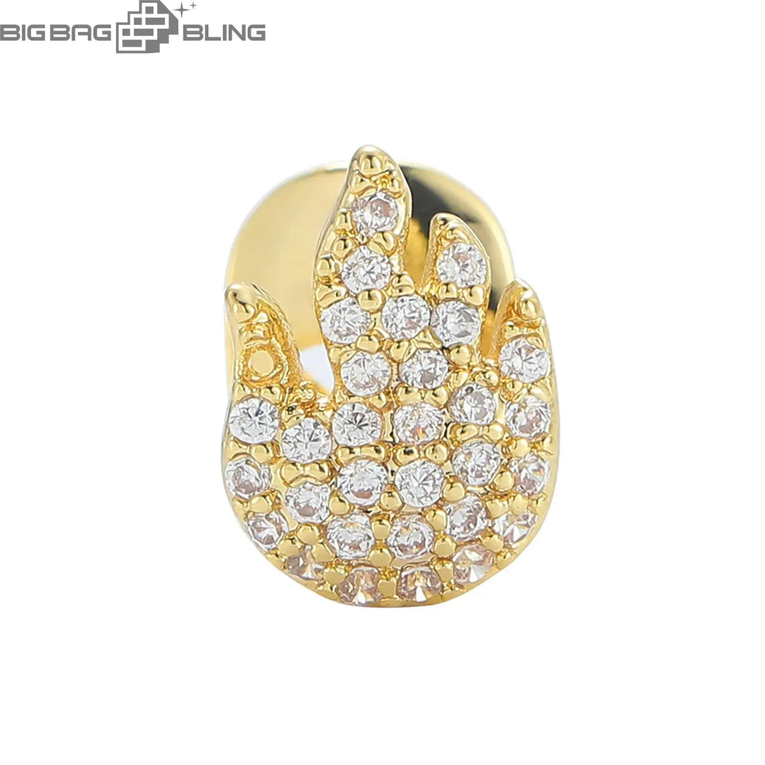 Iced Out Flame single tooth Grillz BigBagBling
