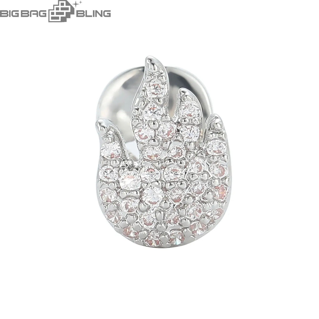 Iced Out Flame single tooth Grillz BigBagBling