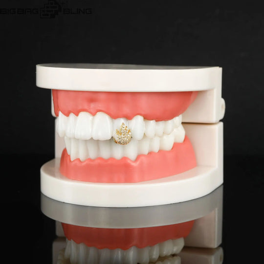 Iced Out Flame single tooth Grillz BigBagBling