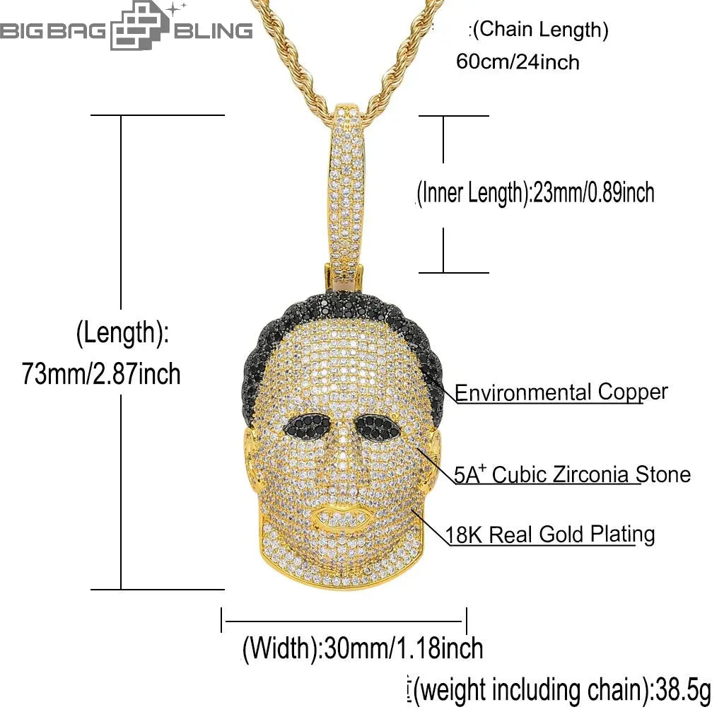 Iced Out Friday the 13th Villain Face Pendant BigBagBling