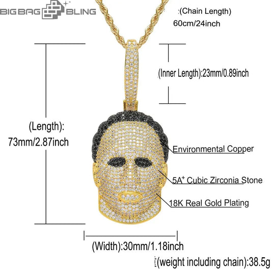 Iced Out Friday the 13th Villain Face Pendant BigBagBling