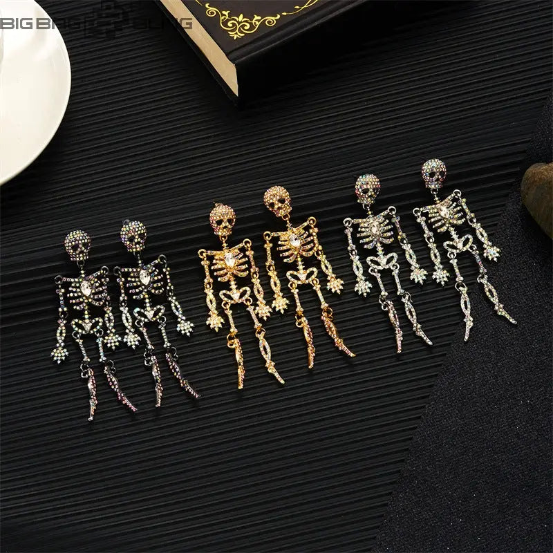 Iced Out Full diamond skeleton earrings BigBagBling