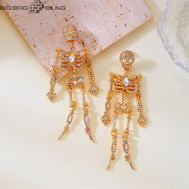 Iced Out Full diamond skeleton earrings BigBagBling