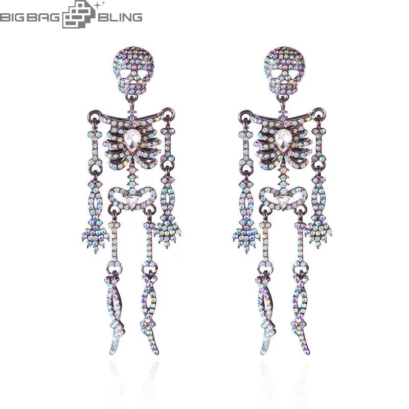 Iced Out Full diamond skeleton earrings BigBagBling