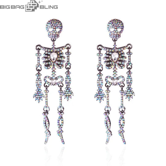 Iced Out Full diamond skeleton earrings BigBagBling