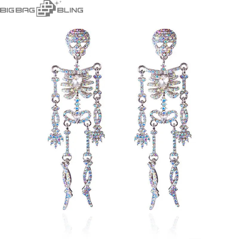Iced Out Full diamond skeleton earrings BigBagBling