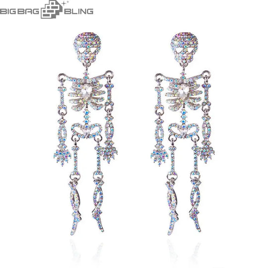 Iced Out Full diamond skeleton earrings BigBagBling