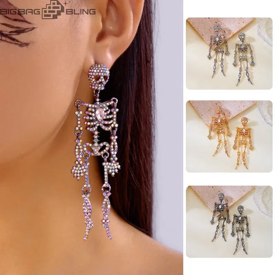 Iced Out Full diamond skeleton earrings BigBagBling