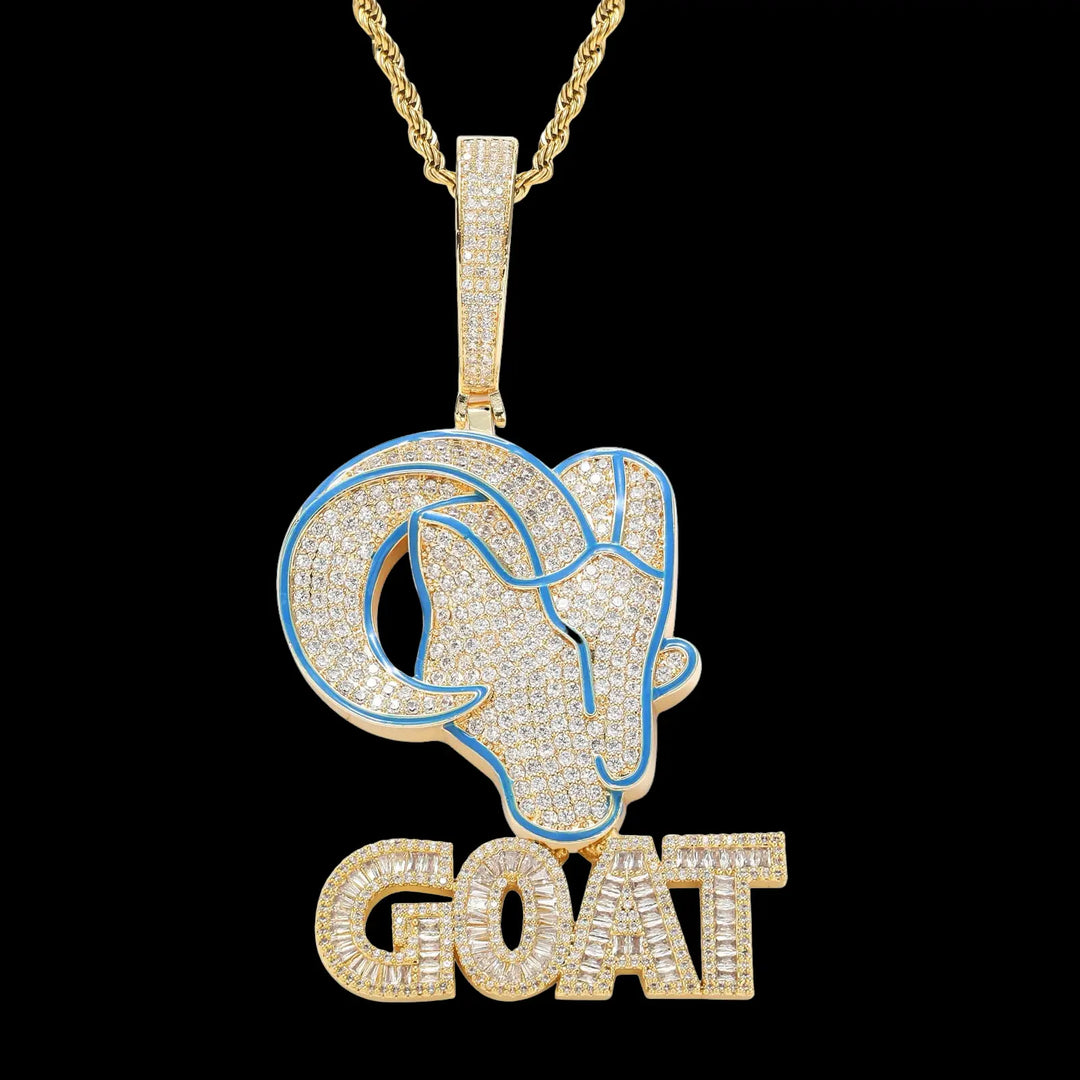 Iced Out GOAT Pendant in White Gold BigBagBling