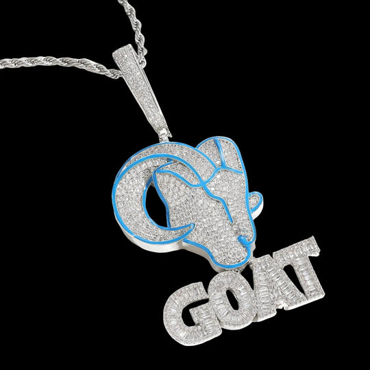 Iced Out GOAT Pendant in White Gold BigBagBling