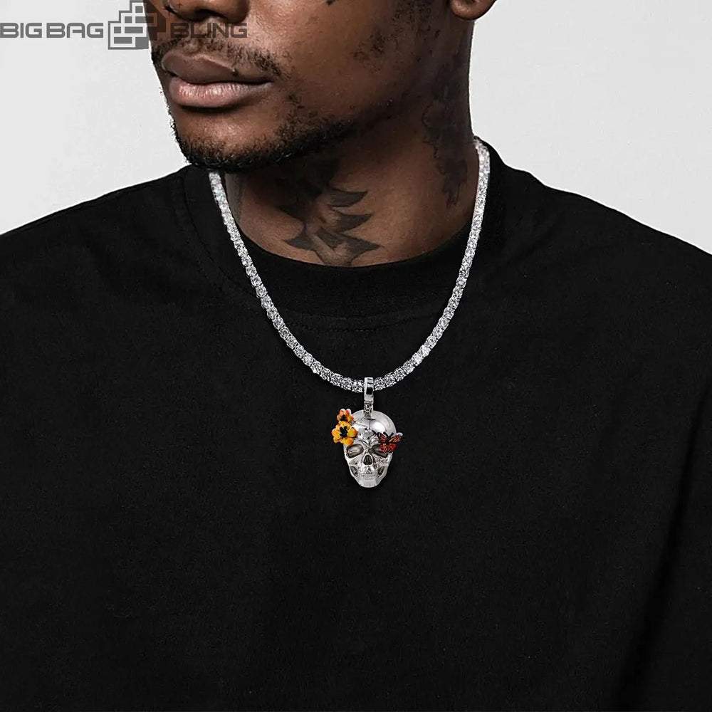 Iced Out Ghost Head Pendant BigBagBling