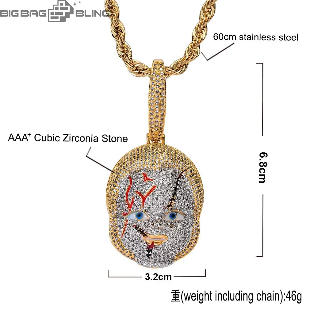 Iced Out Ghost Kid Pendant BigBagBling