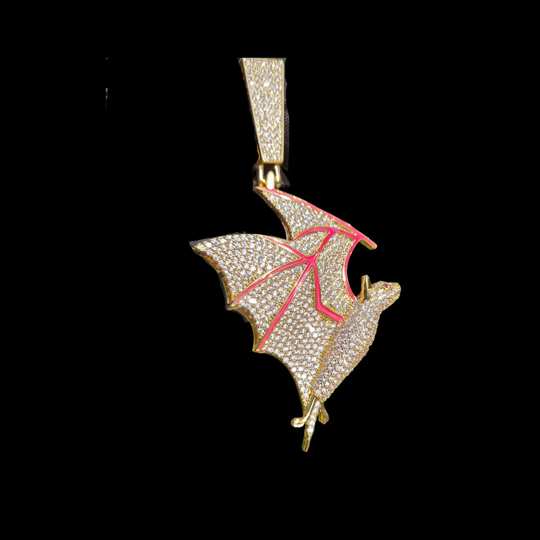 Iced Out Glow-in-the-Dark Bat Pendant BigBagBling