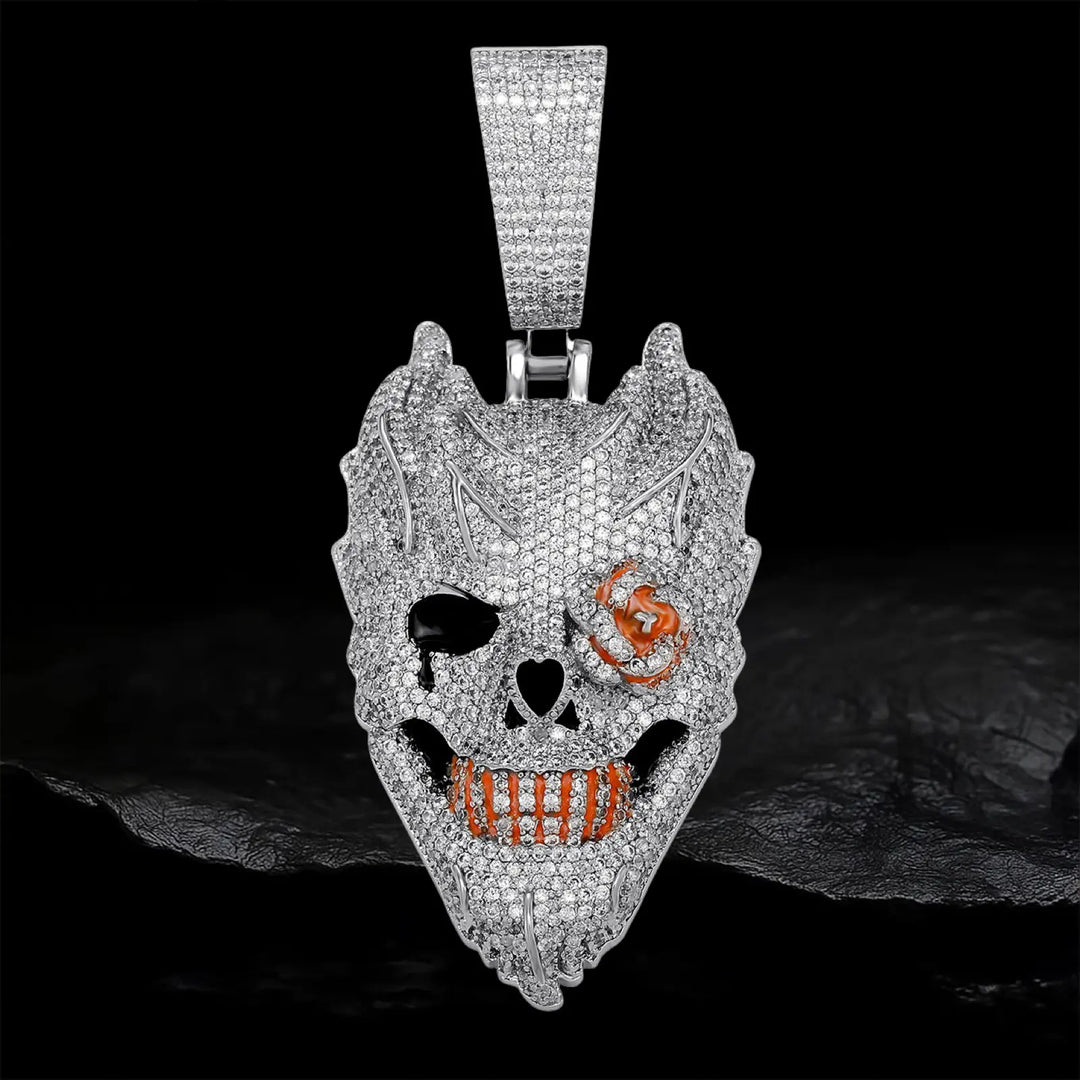 Iced Out Hell Skull Pendant BigBagBling