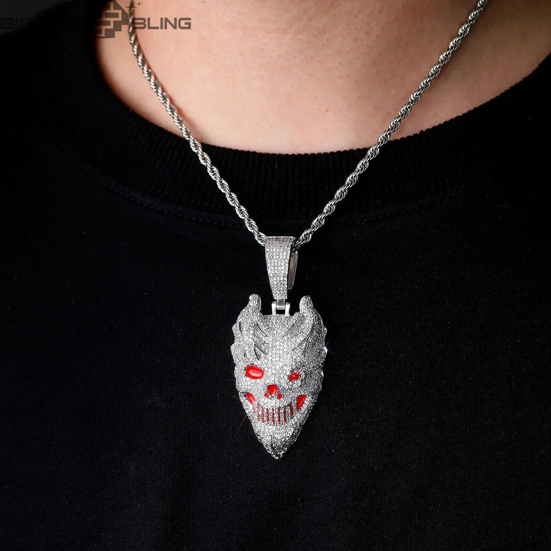 Iced Out Hell Skull Pendant BigBagBling
