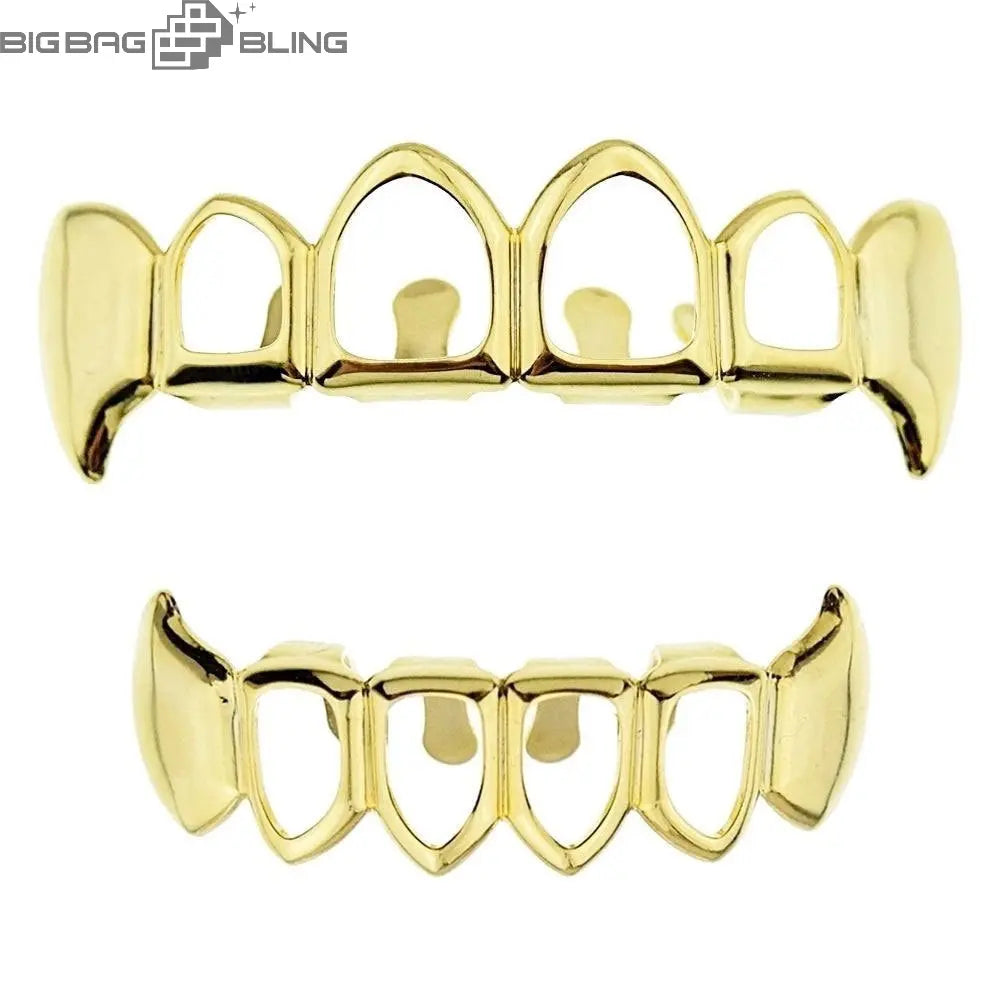 Iced Out Hollowed-out fangs Grillz BigBagBling