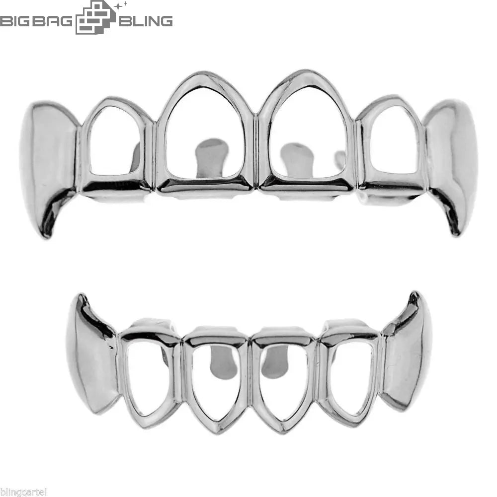 Iced Out Hollowed-out fangs Grillz BigBagBling