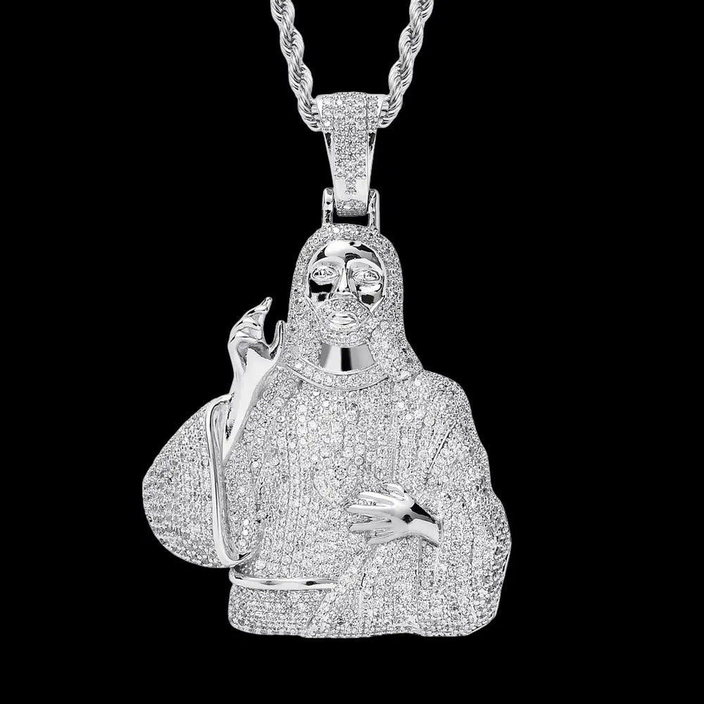 Iced Out Jesus Bust Pendant BigBagBling