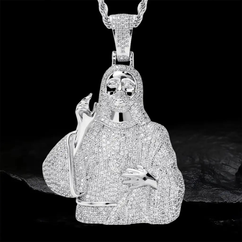 Iced Out Jesus Bust Pendant BigBagBling