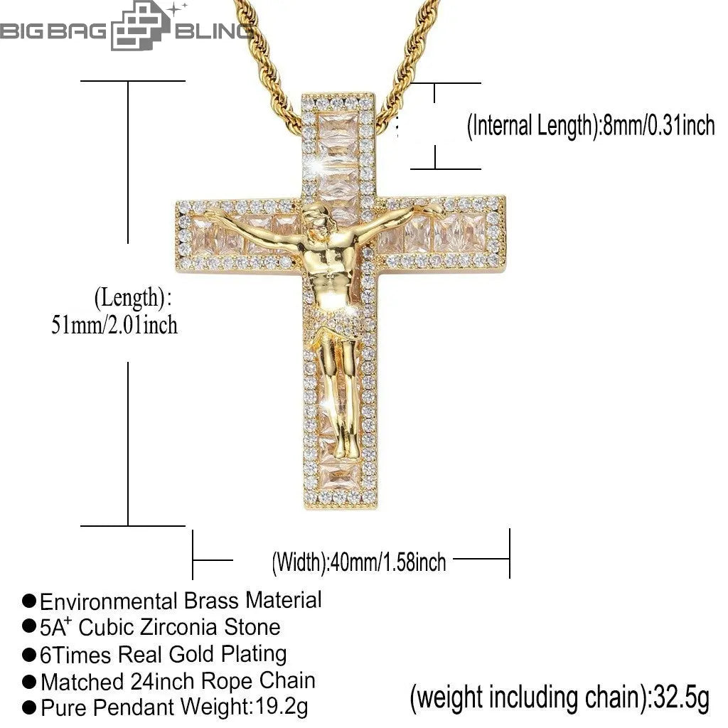 Iced Out Jesus Cross Pendant BigBagBling