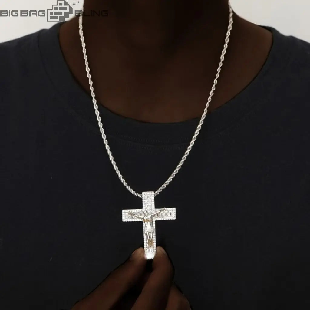 Iced Out Jesus Cross Pendant BigBagBling