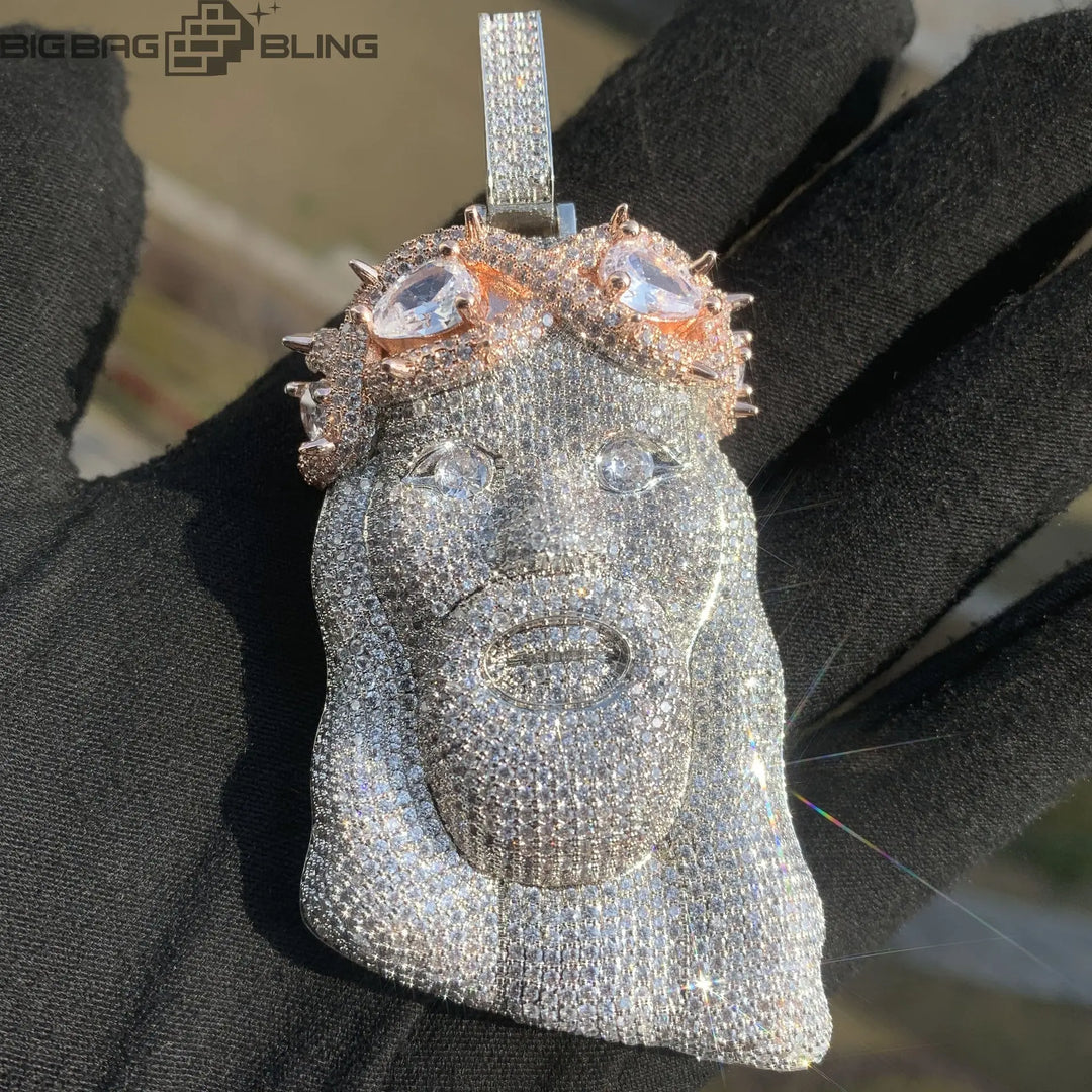 Iced Out Jesus Head  Pendant BigBagBling