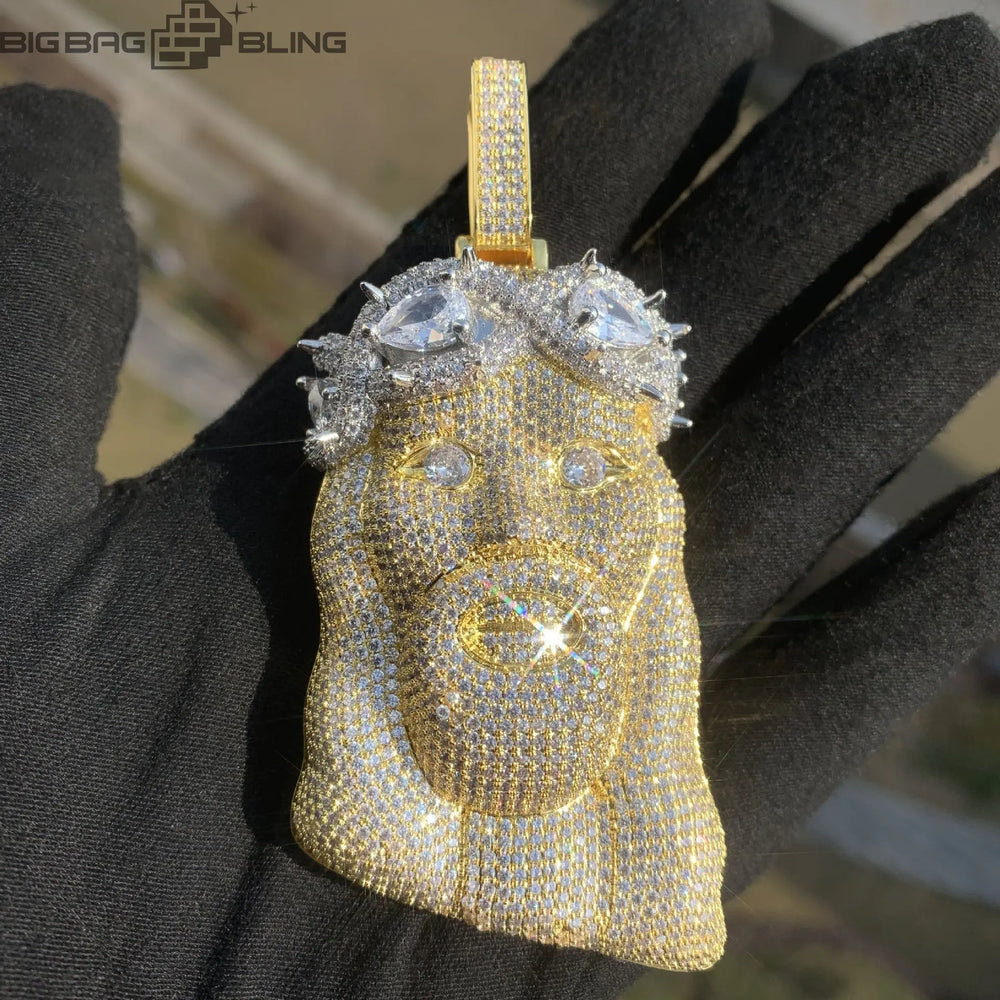 Iced Out Jesus Head  Pendant BigBagBling