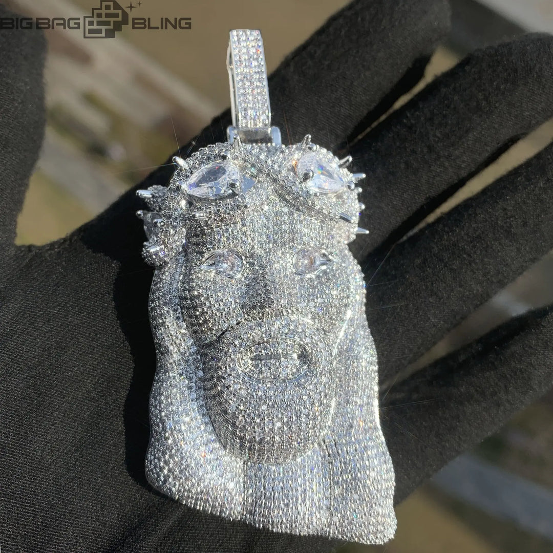 Iced Out Jesus Head  Pendant BigBagBling