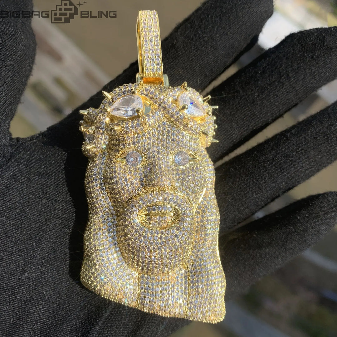 Iced Out Jesus Head  Pendant BigBagBling