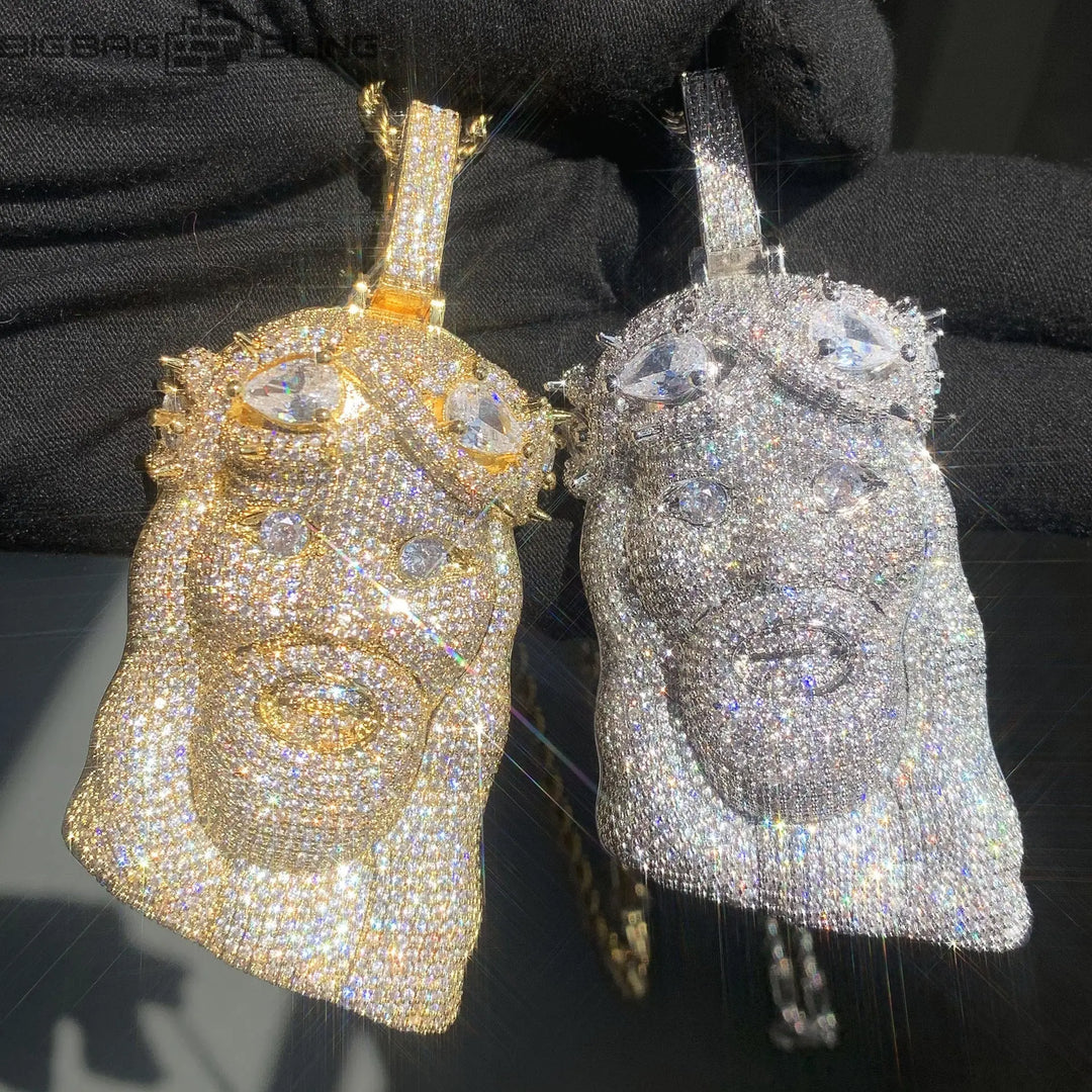 Iced Out Jesus Head  Pendant BigBagBling