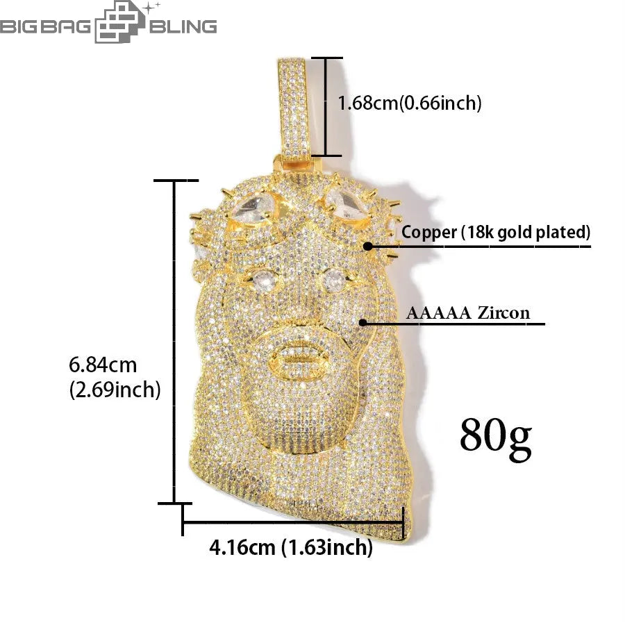 Iced Out Jesus Head  Pendant BigBagBling