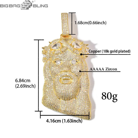 Iced Out Jesus Head  Pendant BigBagBling