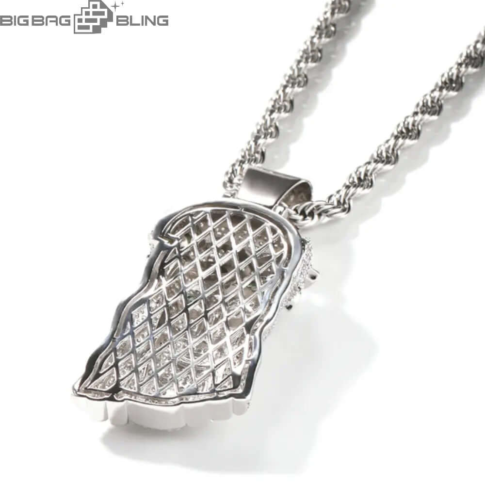 Iced Out  Jesus Head With Four Leaf Clover Pendant BigBagBling