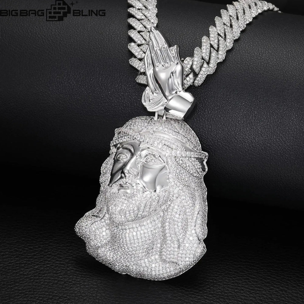 Iced Out Praying Jesus Pendant BigBagBling