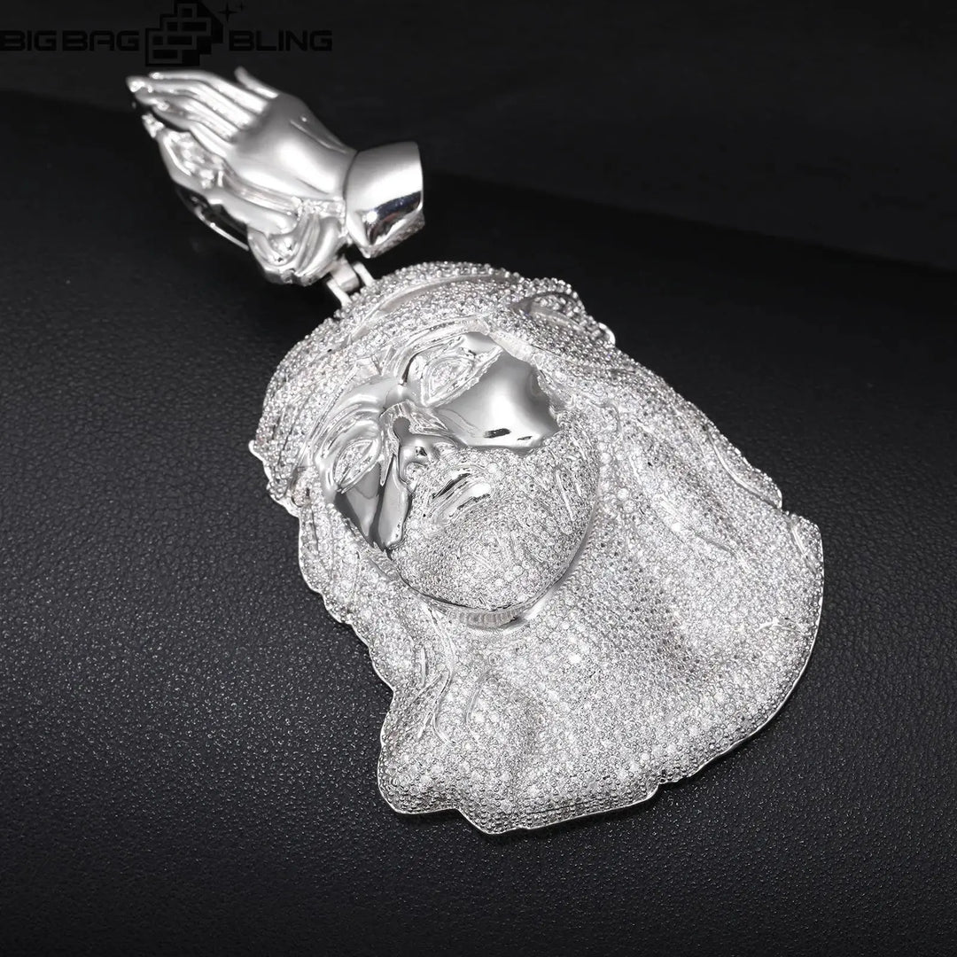 Iced Out Praying Jesus Pendant BigBagBling