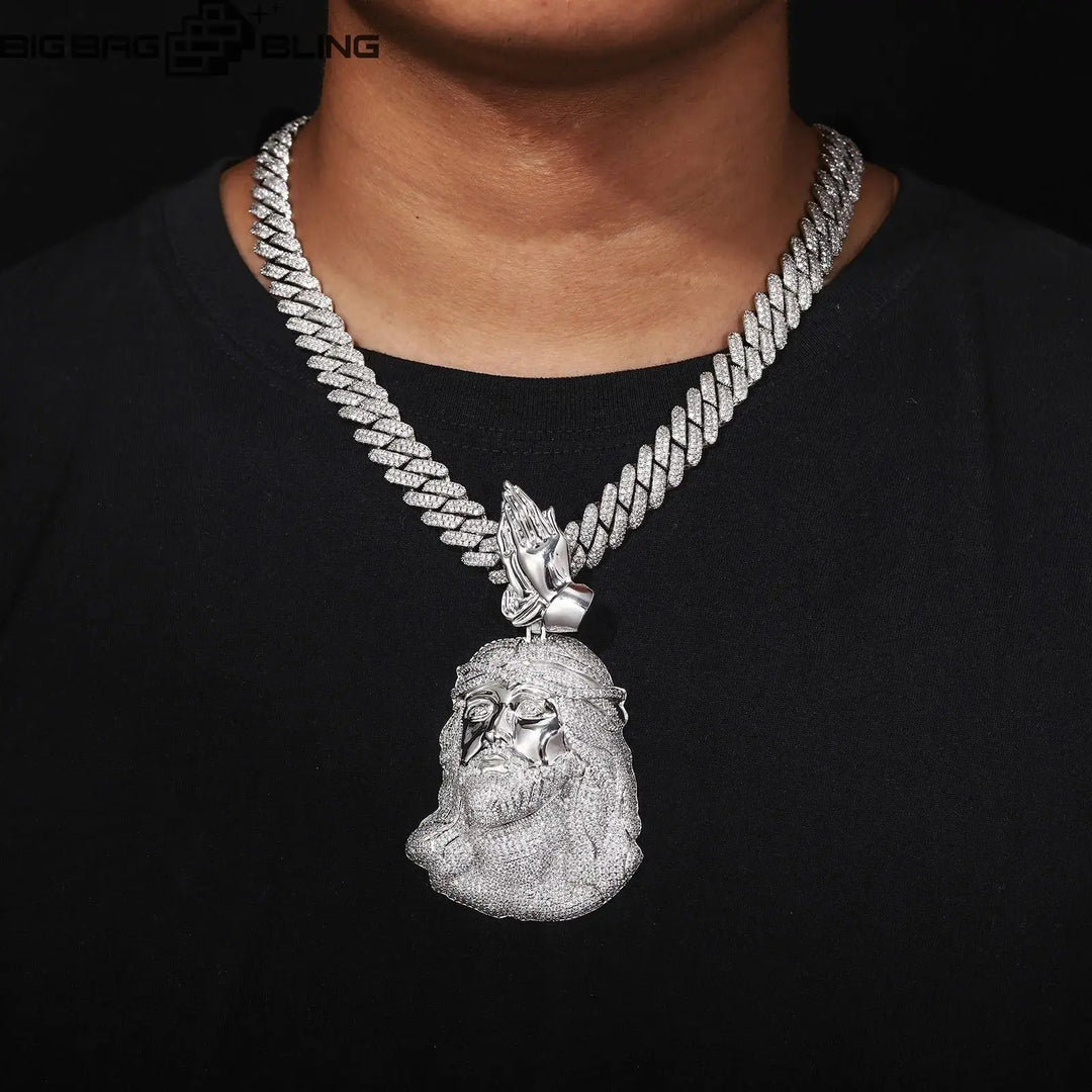 Iced Out Praying Jesus Pendant BigBagBling