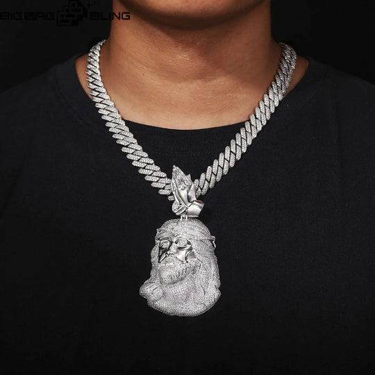 Iced Out Praying Jesus Pendant BigBagBling