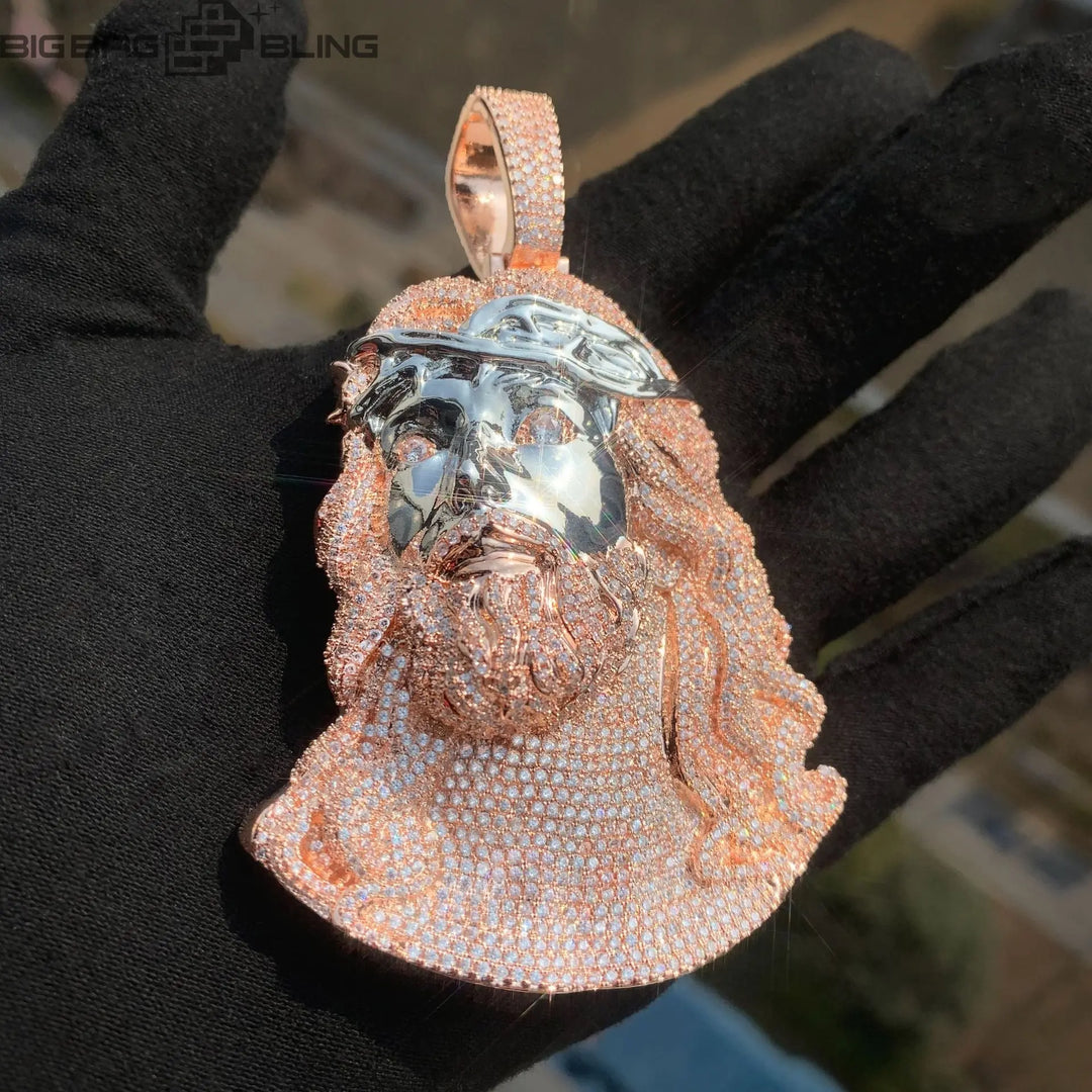 Iced Out Jesus head Pendant BigBagBling