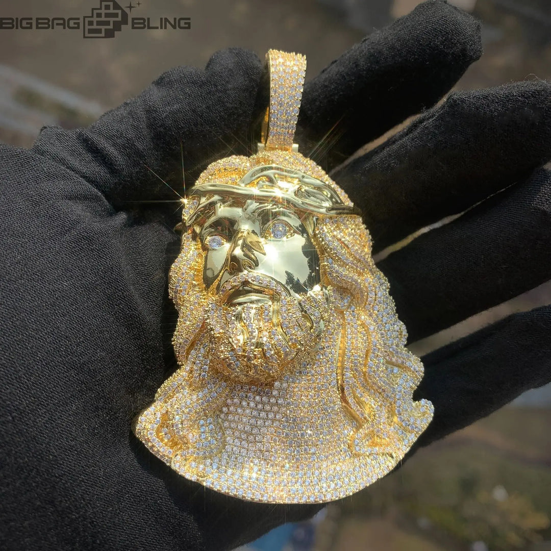 Iced Out Jesus head Pendant BigBagBling