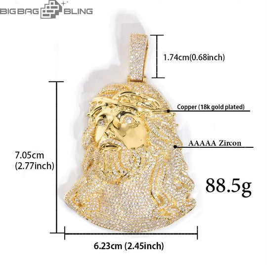 Iced Out Jesus head Pendant BigBagBling