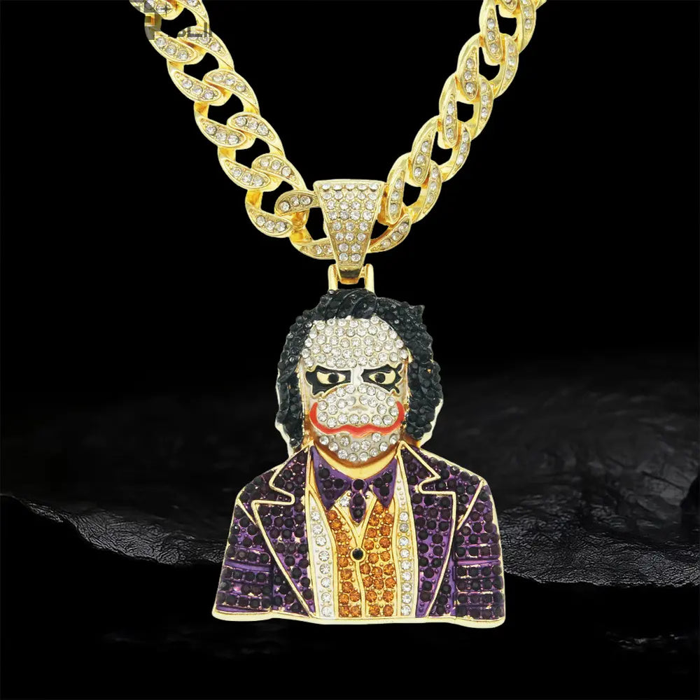 Iced Out Joker Half-Body 2  Pendant BigBagBling