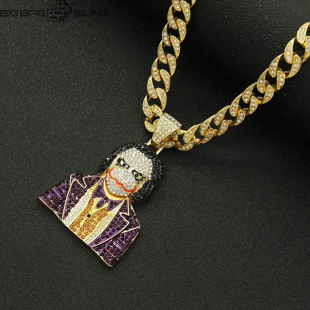 Iced Out Joker Half-Body 2  Pendant BigBagBling