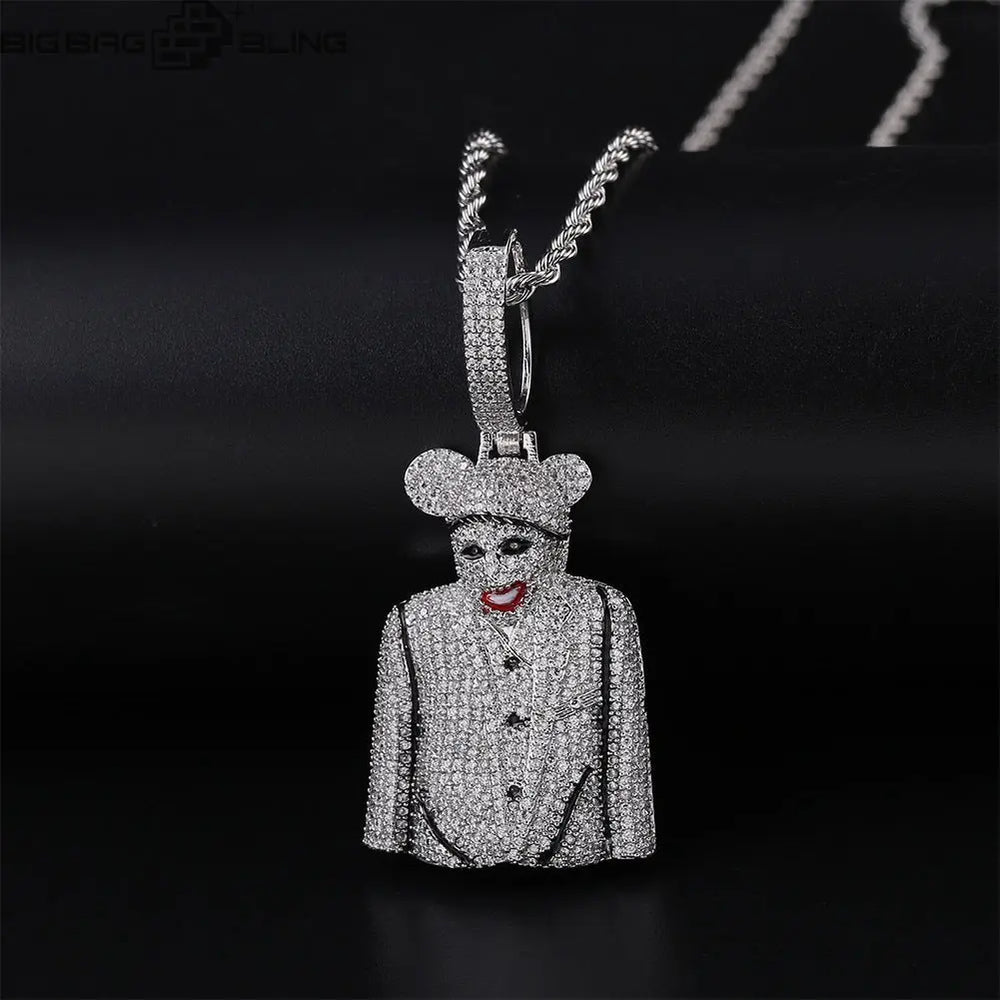 Iced Out Joker Half-Body Pendant BigBagBling