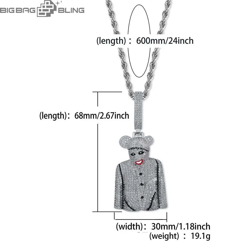 Iced Out Joker Half-Body Pendant BigBagBling