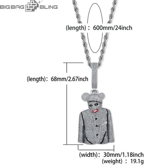 Iced Out Joker Half-Body Pendant BigBagBling