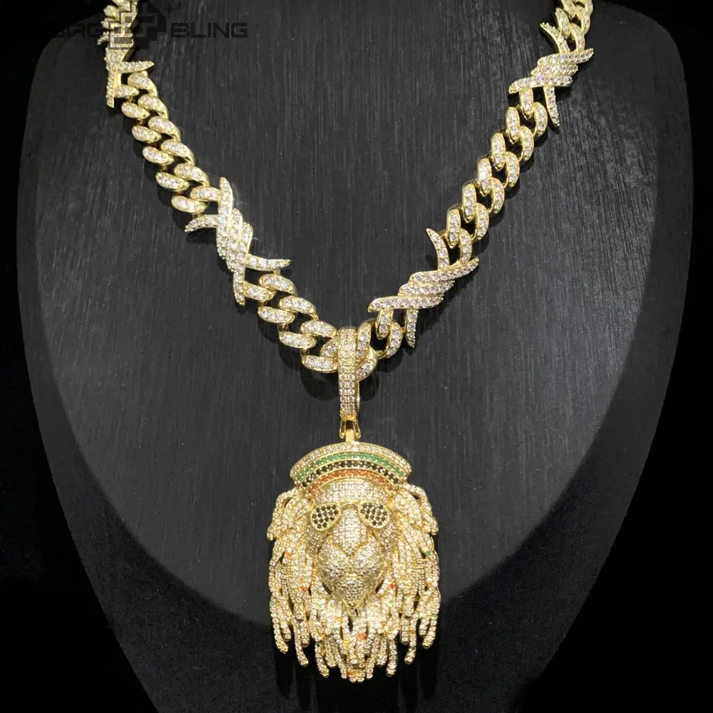 Iced Out Lion's head Pendant BigBagBling