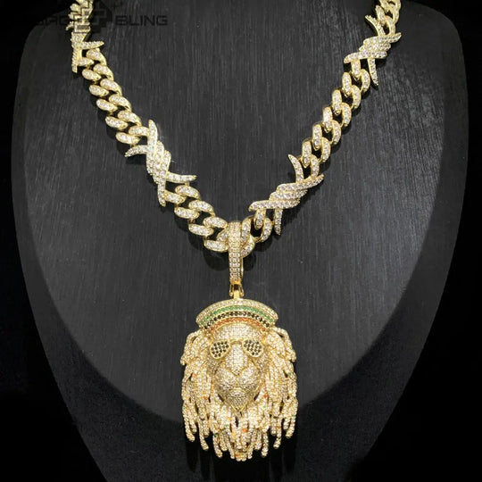 Iced Out Lion's head Pendant BigBagBling