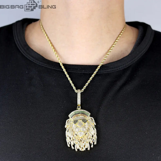 Iced Out Lion's head Pendant BigBagBling